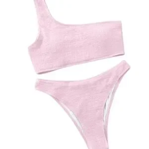Chic One-Shoulder Pink Bikini Set (XS)