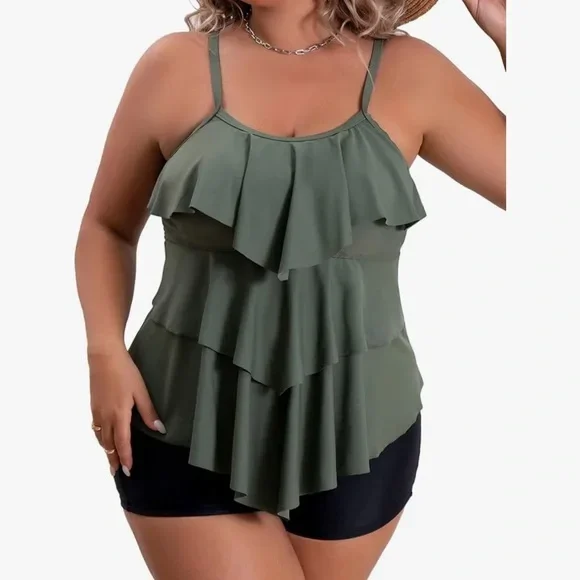 Flirty Layered Tankini Swim Suit (22W)