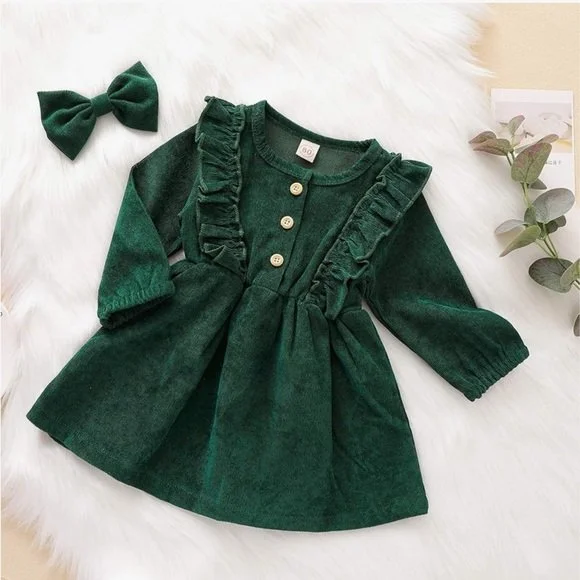Forest Fairy Ruffle Dress with Bow (4T)