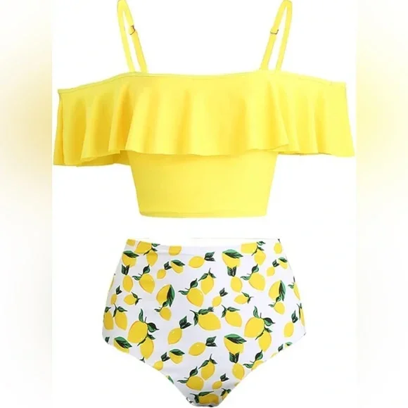 Lemon Drop High Waisted Bikini Set (XS)
