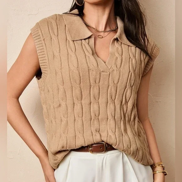 Classic Cable Knit Sweater Vest (XL)
