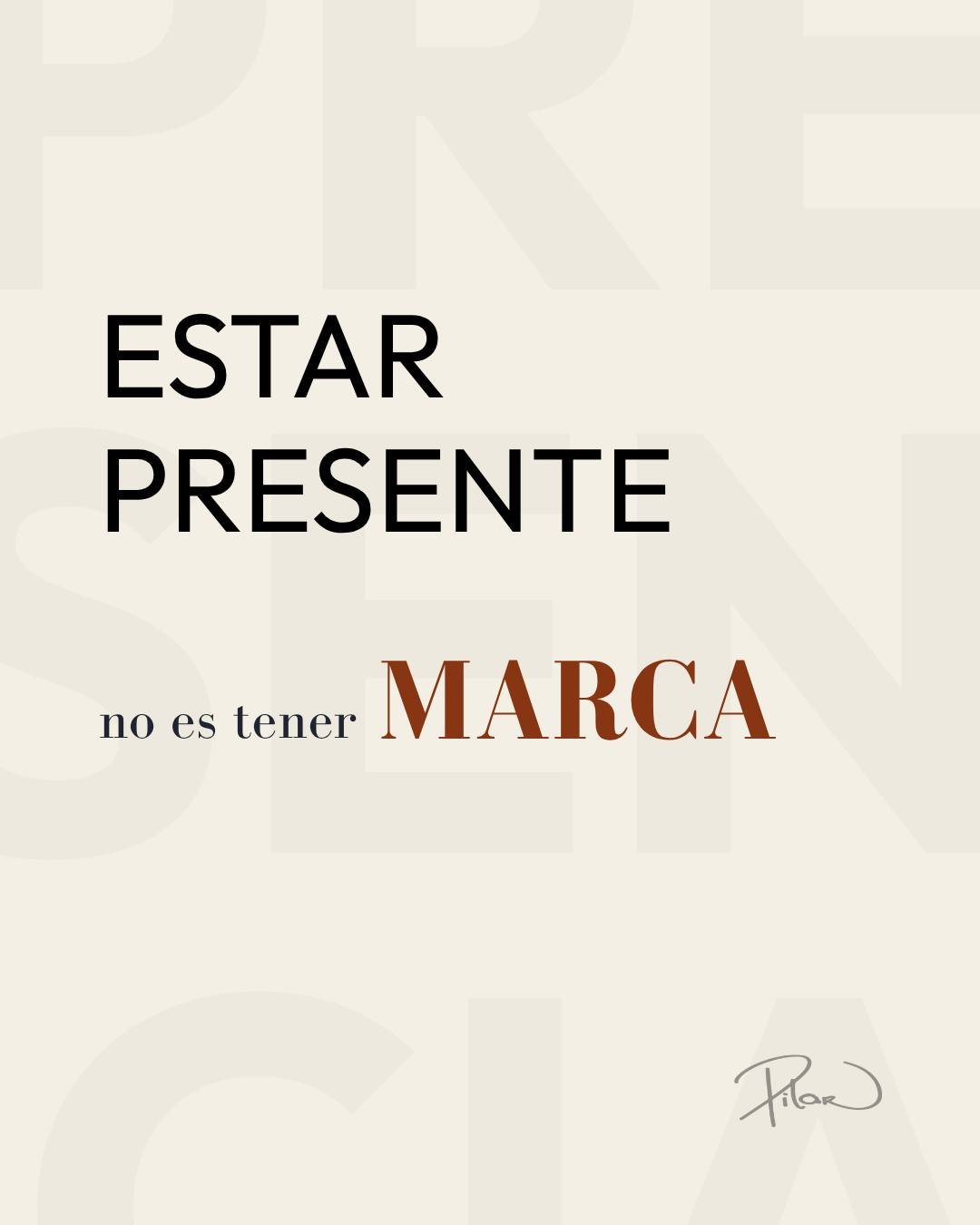 Presencia es publicar. Marca es significar algo.

Puedes estar en todas las redes, ser constante, tener un feed impecable&hellip; y que tu nombre no evoque una categor&iacute;a clara en la mente de nadie. Eso es presencia sin marca.
La marca empieza 