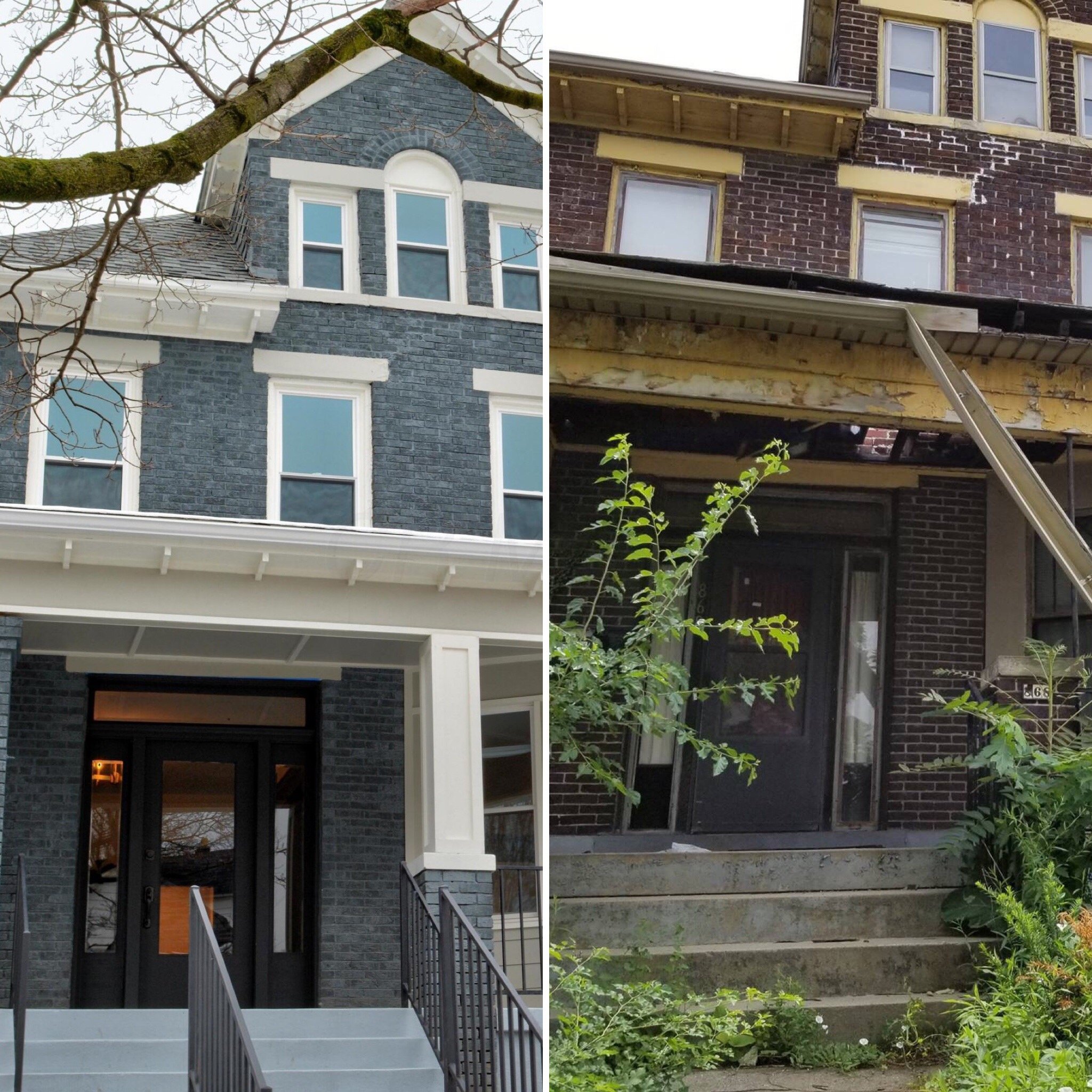 Three story complete rehab from top to bottom before and after.