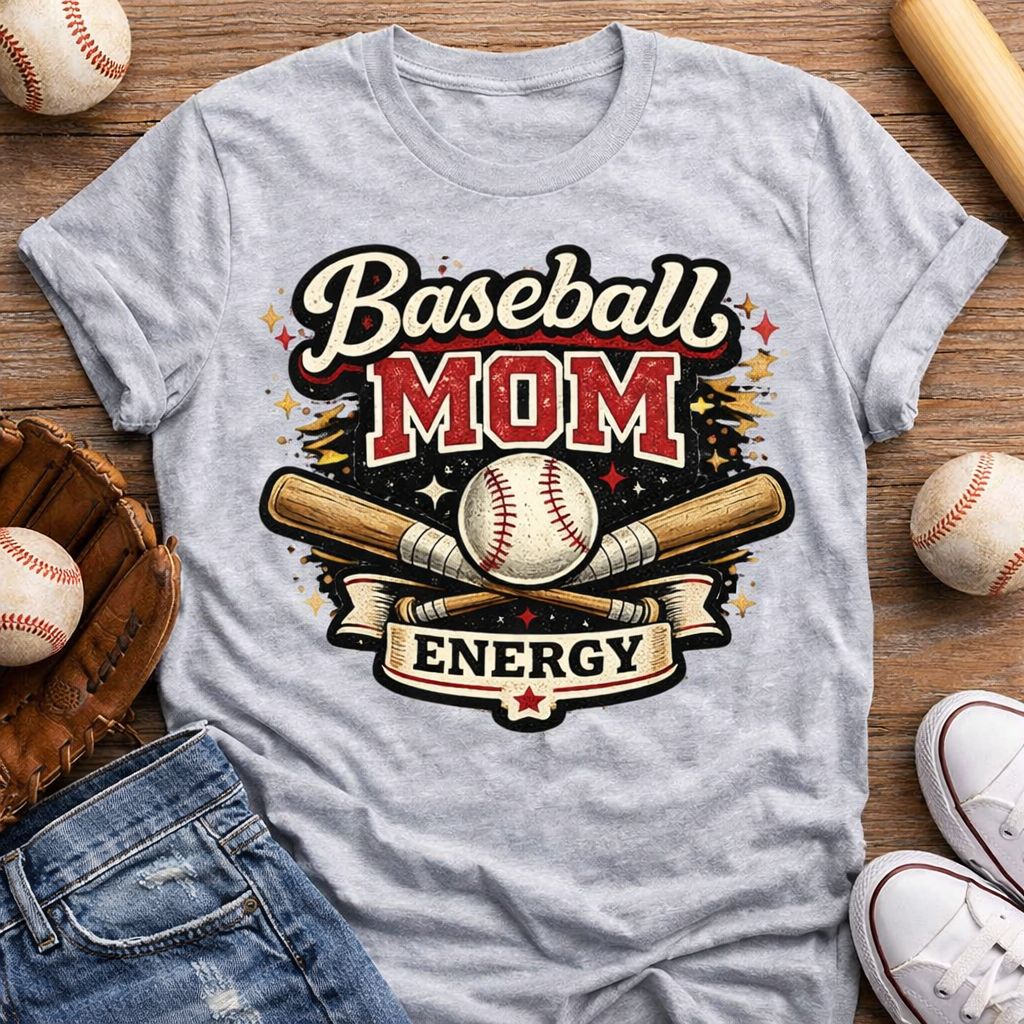 Baseball Mom Energy Graphic T-Shirt