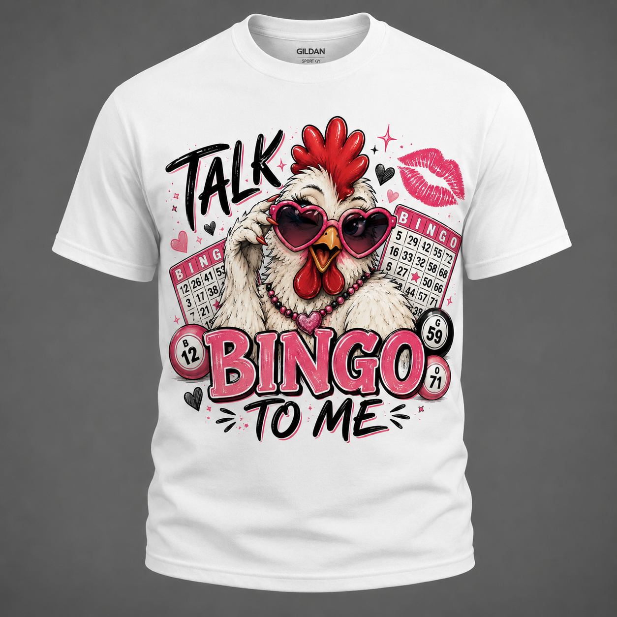 Talk Bingo To Me Chicken Graphic T-Shirt | Funny Bingo Lover Tee