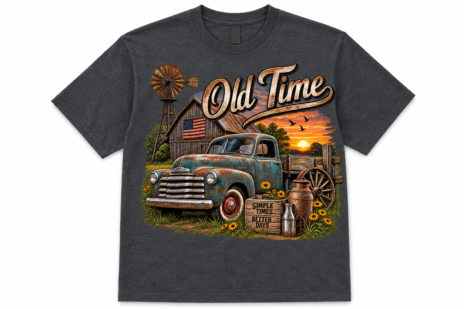 Old Time – Simple Times, Better Days Vintage Farm Truck T-Shirt