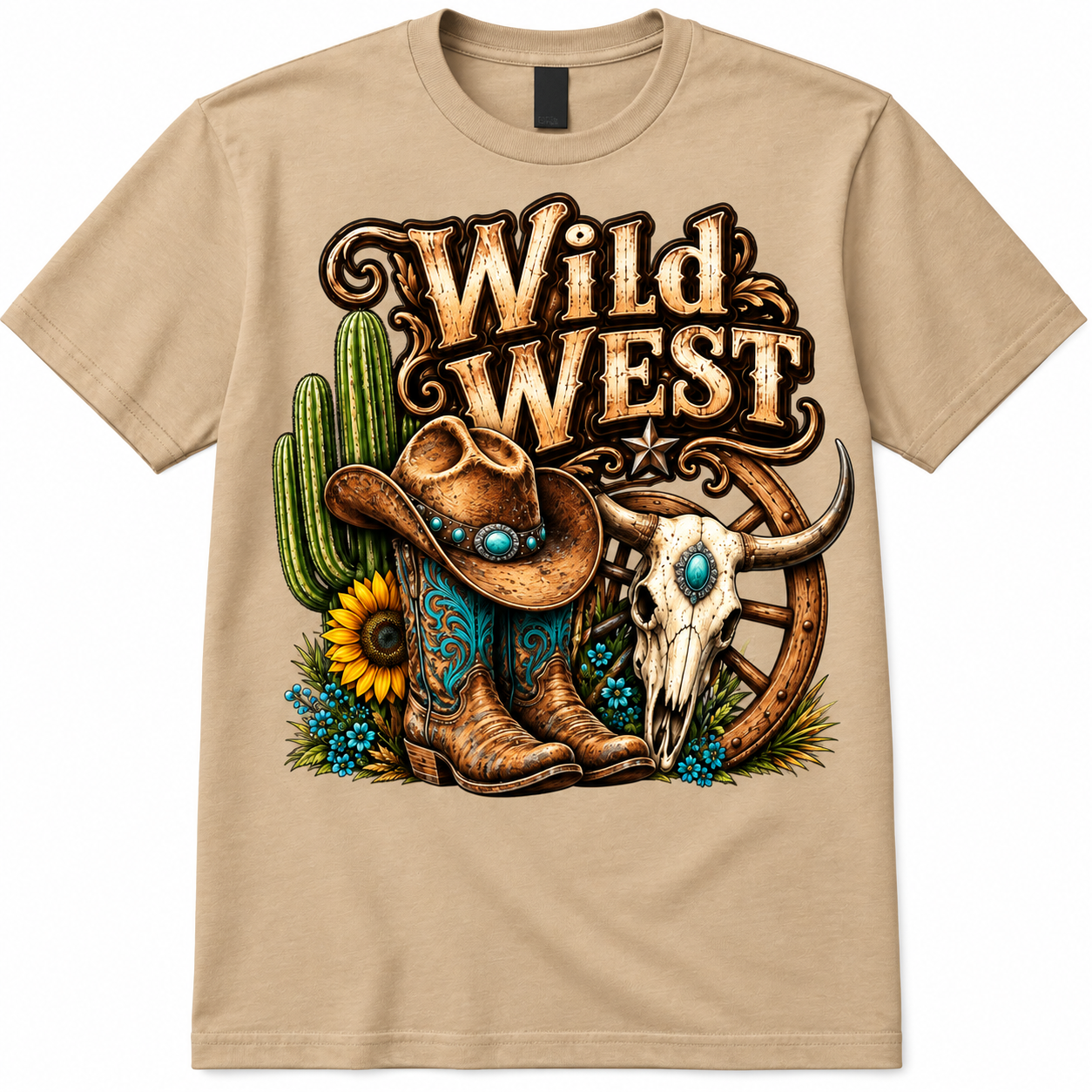 Wild West – Rustic Cowboy Boots & Western Graphic T-Shirt