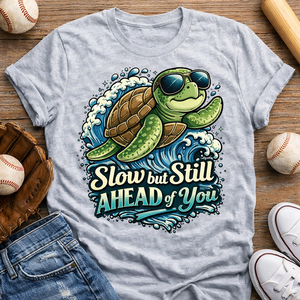 Slow but Still Ahead of You Turtle Graphic T-Shirt | Funny Beach Vibes Sea Turtle Shirt