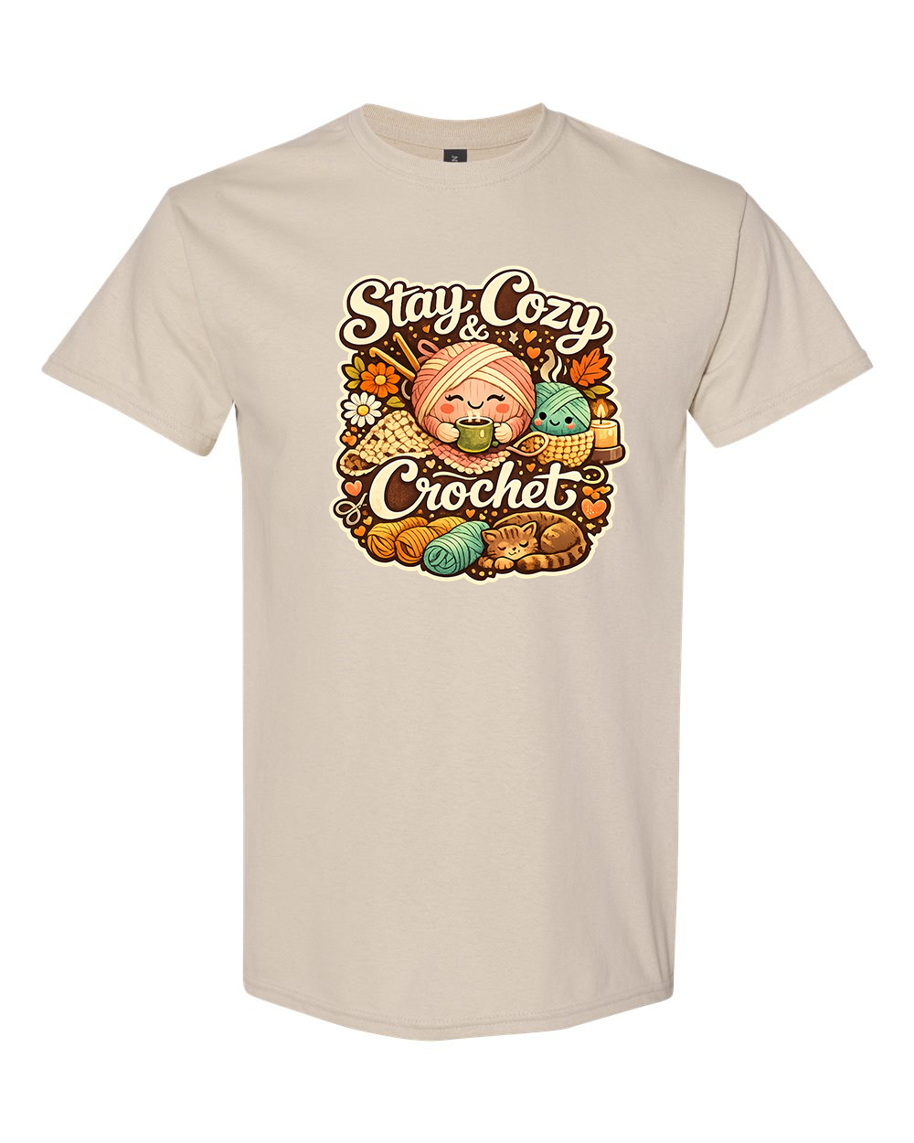 Stay Cozy & Crochet Adult T-Shirt – Cute Crochet Love