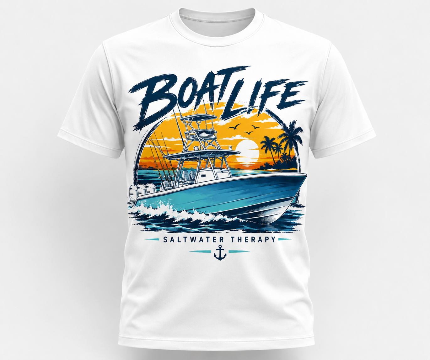 Boat Life Saltwater Therapy T-Shirt – Offshore Fishing Boat Graphic Tee