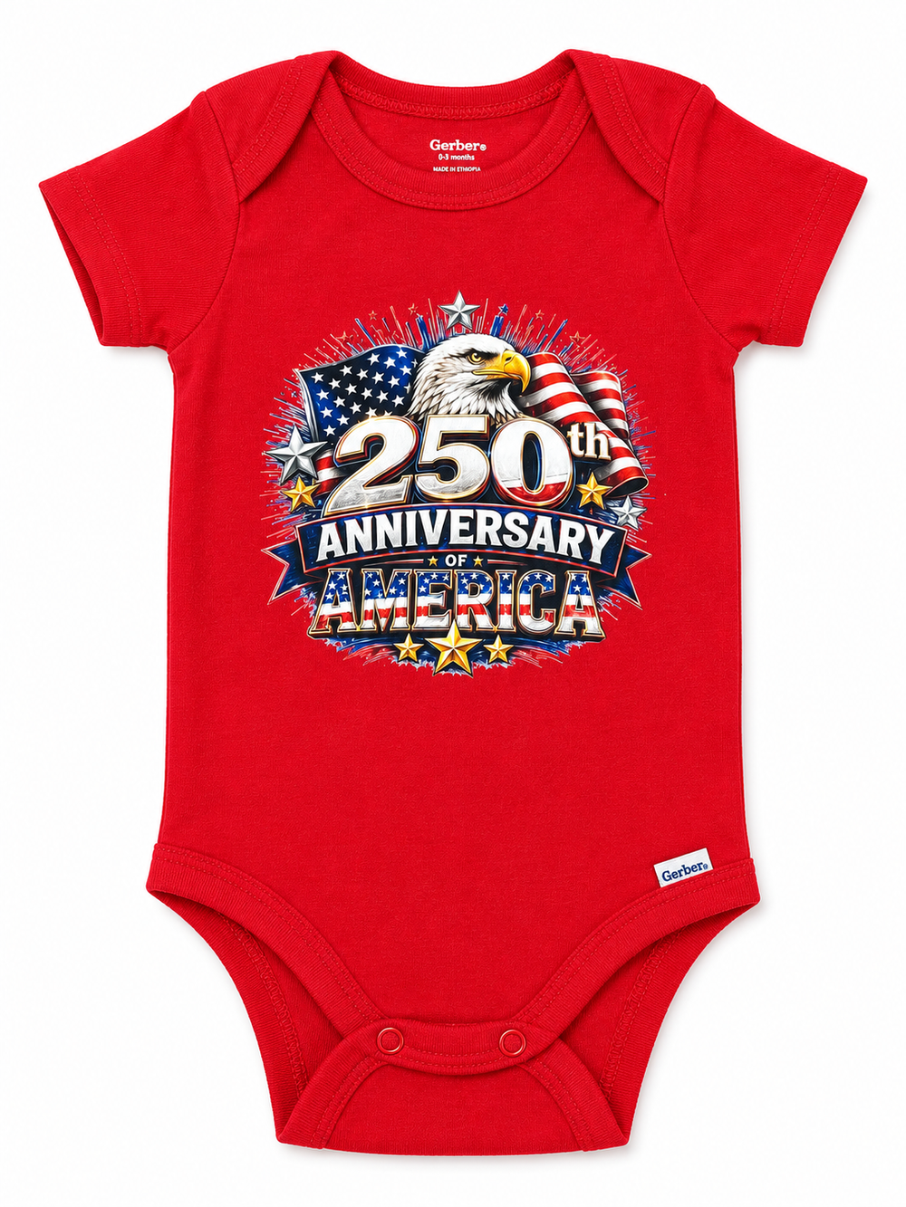 250th Anniversary of America Patriotic Baby Onesie red.webp