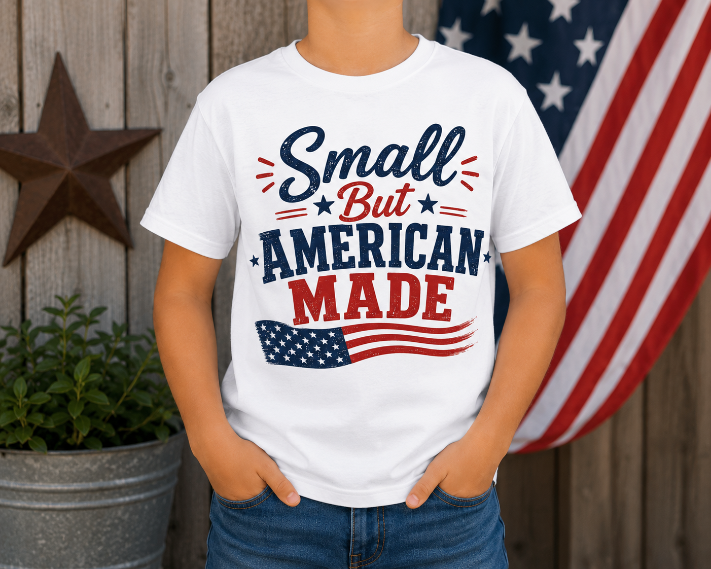 Small But American Made Youth Patriotic T-Shirt