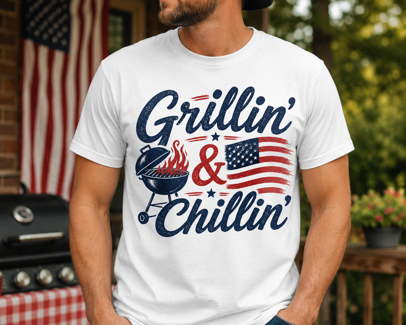 Grillin’ & Chillin’ Patriotic BBQ T-Shirt