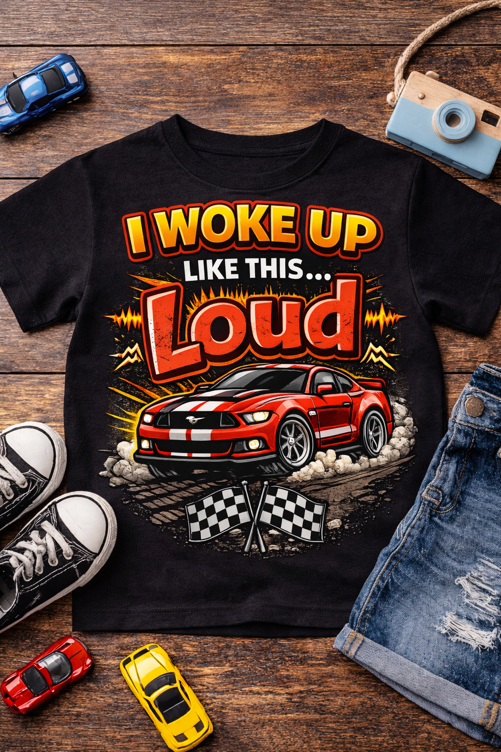 I Woke Up Like This… Loud Youth T-Shirt | Kids Loud Car Racing