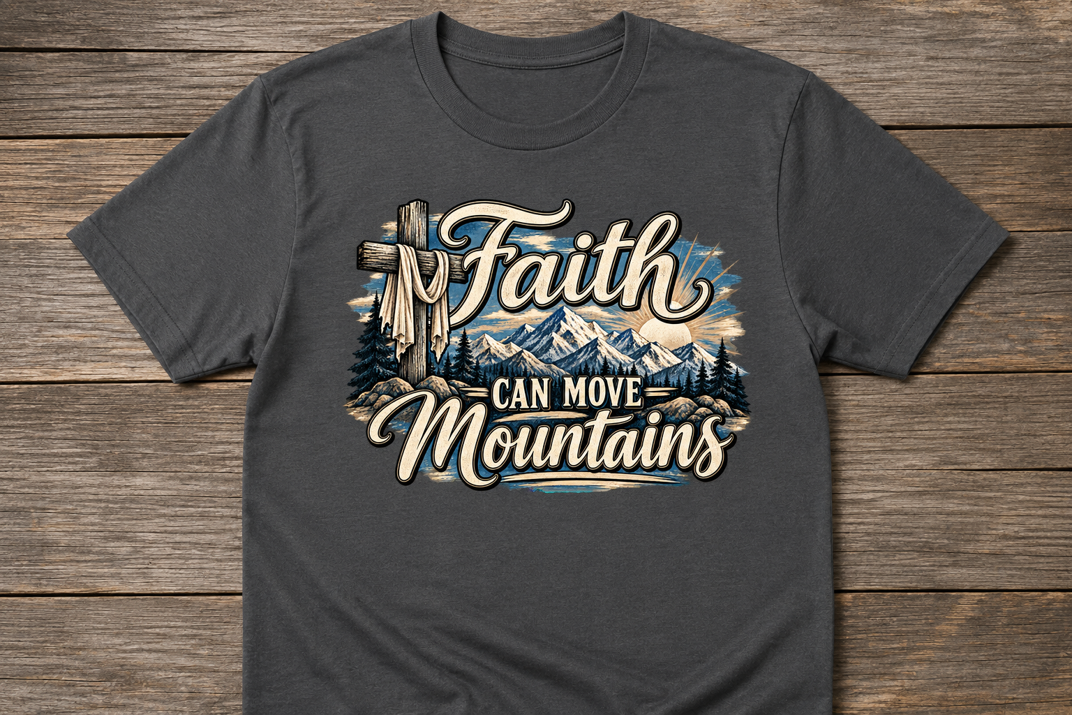 Faith Can Move Mountains Christian Inspirational T-Shirt