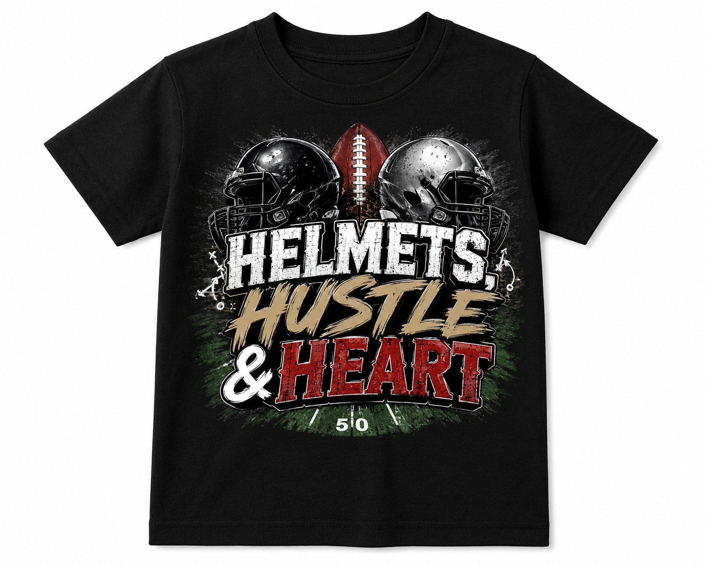 Helmets, Hustle & Heart Youth Football T-Shirt