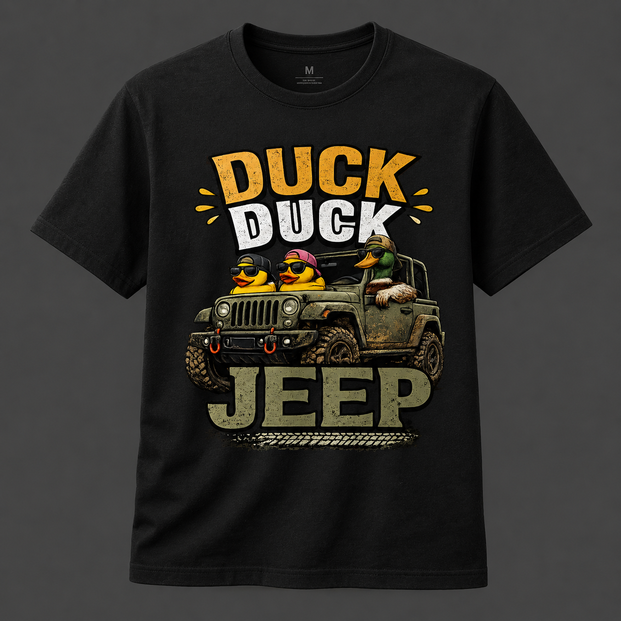 Duck Duck Jeep – Funny Off-Road Duck Graphic Adult T-Shirt