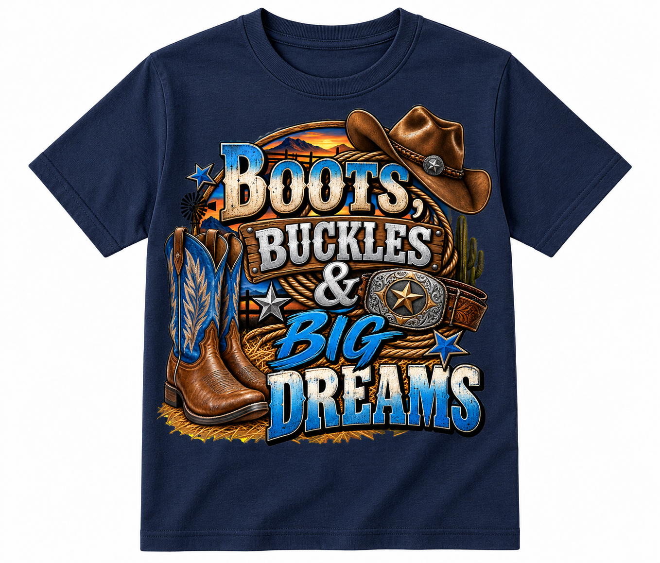 Boots, Buckles & Big Dreams Boys Western Youth T-Shirt