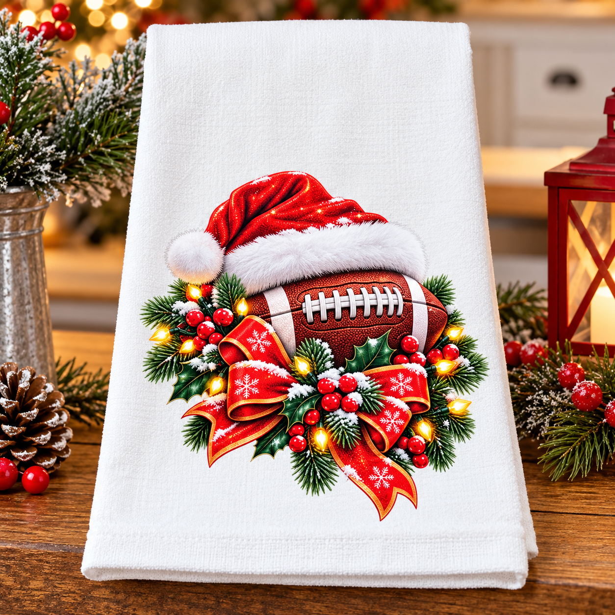 Christmas Football Santa Kitchen Towel