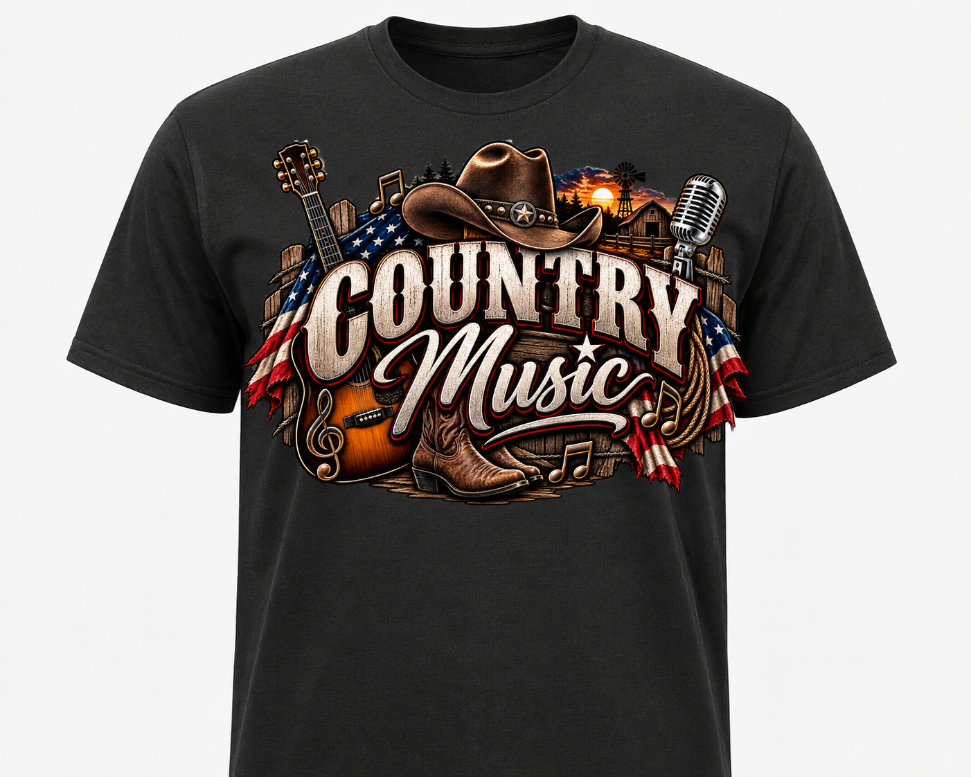 Country Music – Rustic American Western Graphic T-Shirt