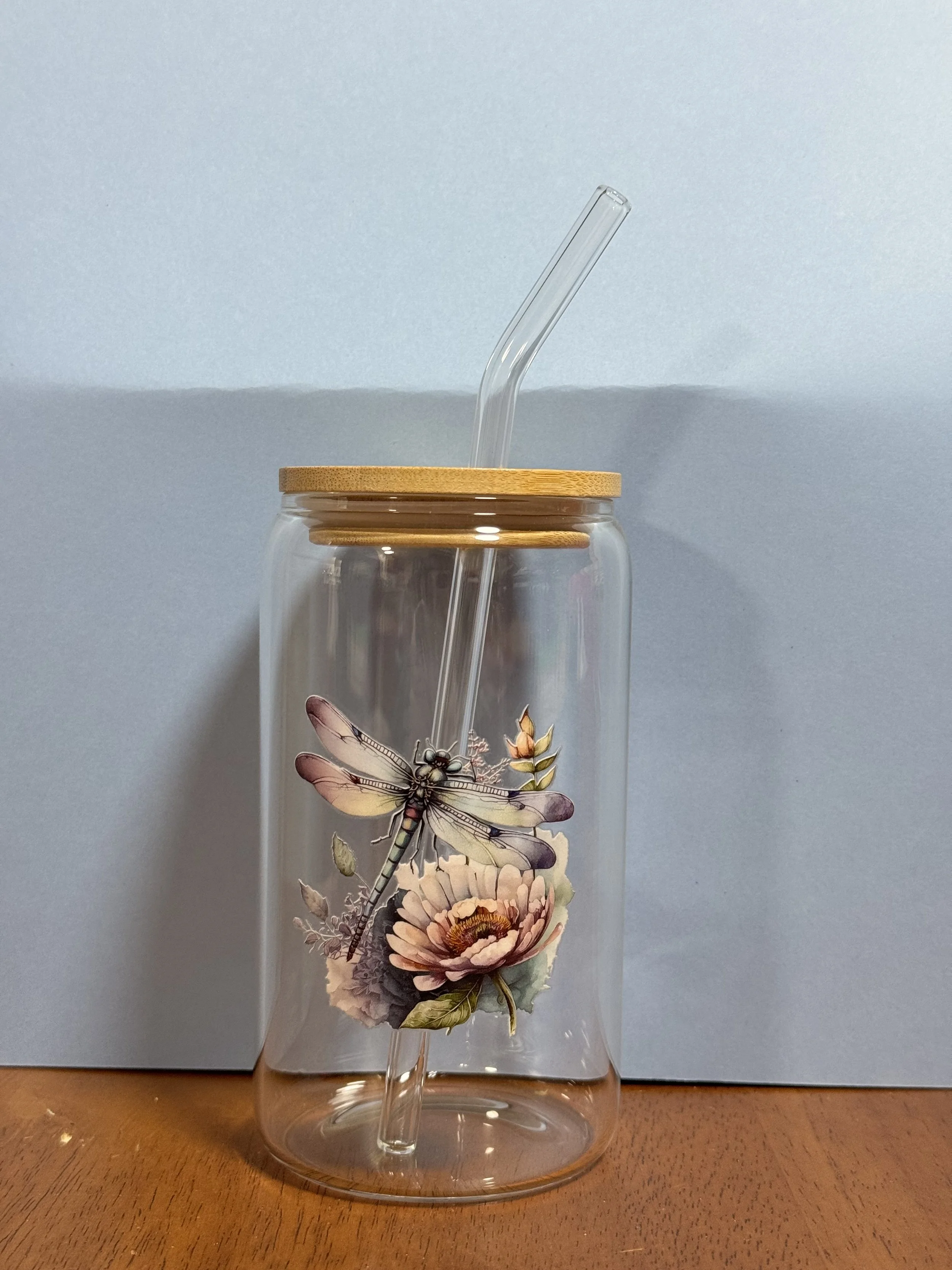 Wildflower Dragonfly Glass Cup