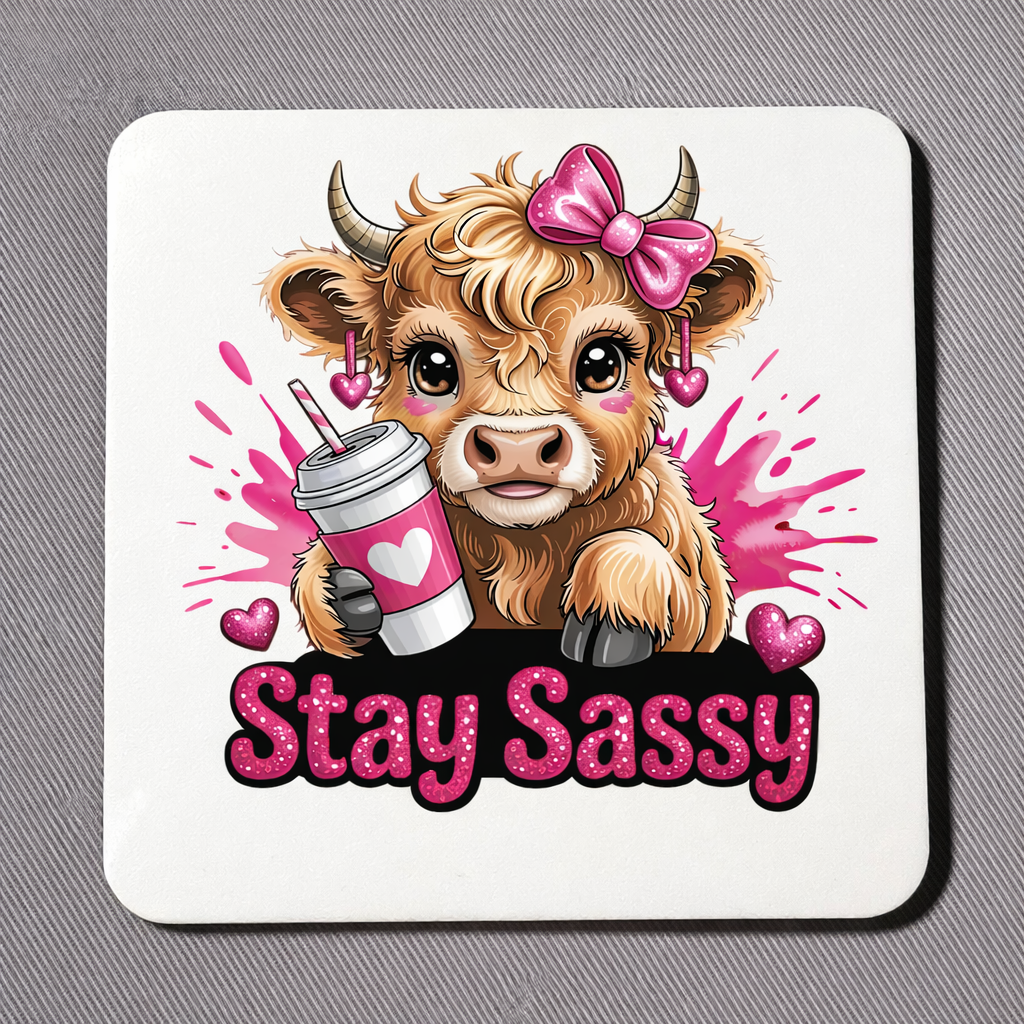 Stay Sassy Highland Cow– Coaster