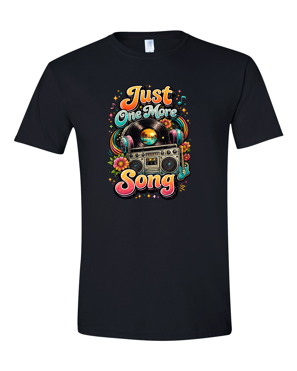 Just One More Song Retro Music Graphic T-Shirt