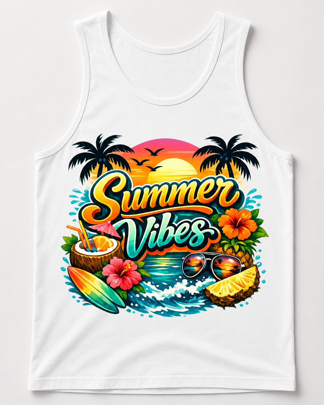 Summer Vibes Tropical Sunset Tank Top