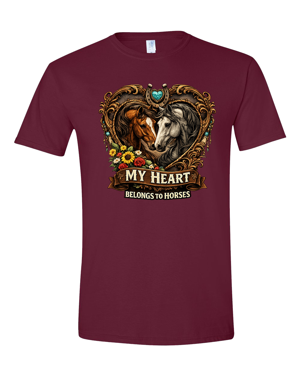 My Heart Belongs to Horses Adult Shirt