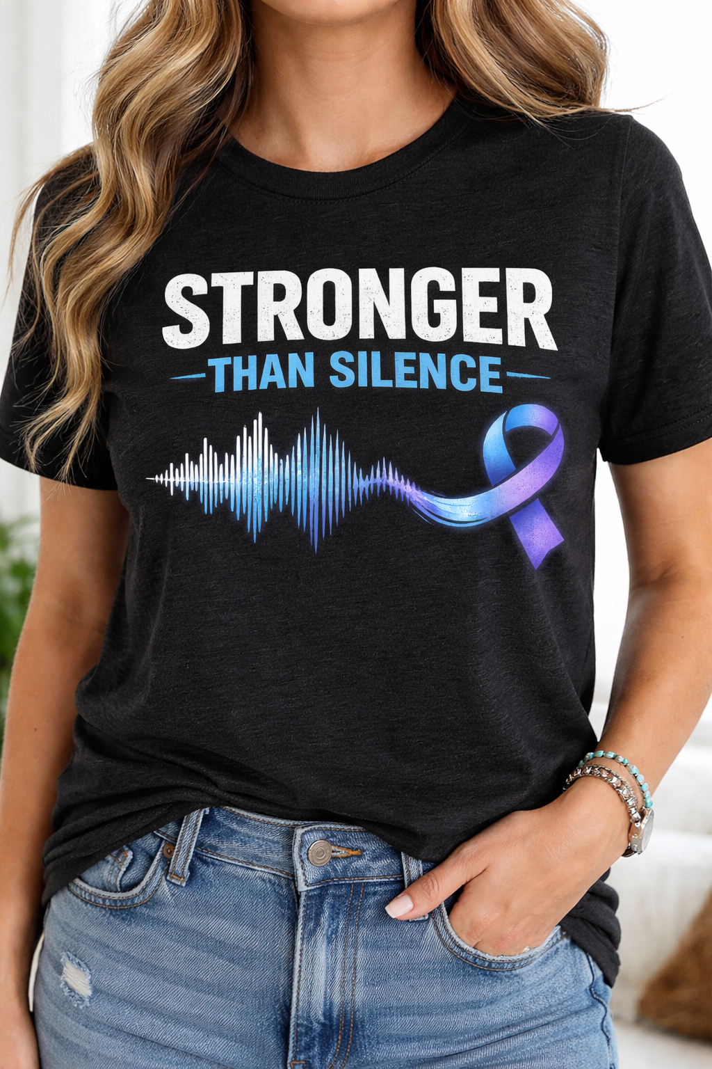 Stronger Than Silence – Awareness Ribbon Tee