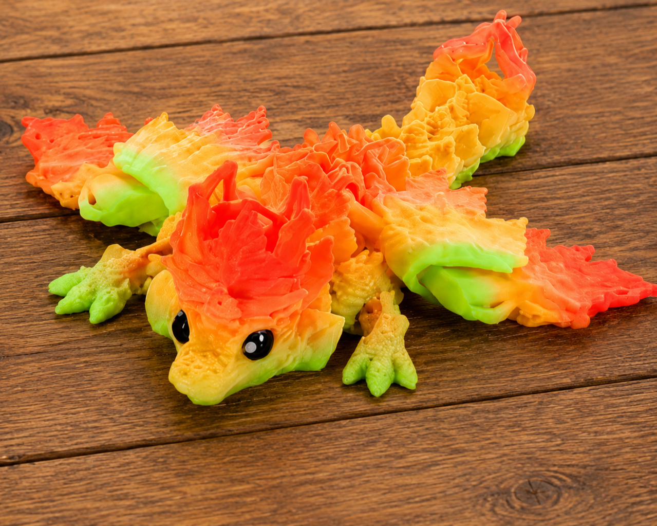 3D Printed Colorful Articulated Dragon – 4.4" Flexi Dragon Figure
