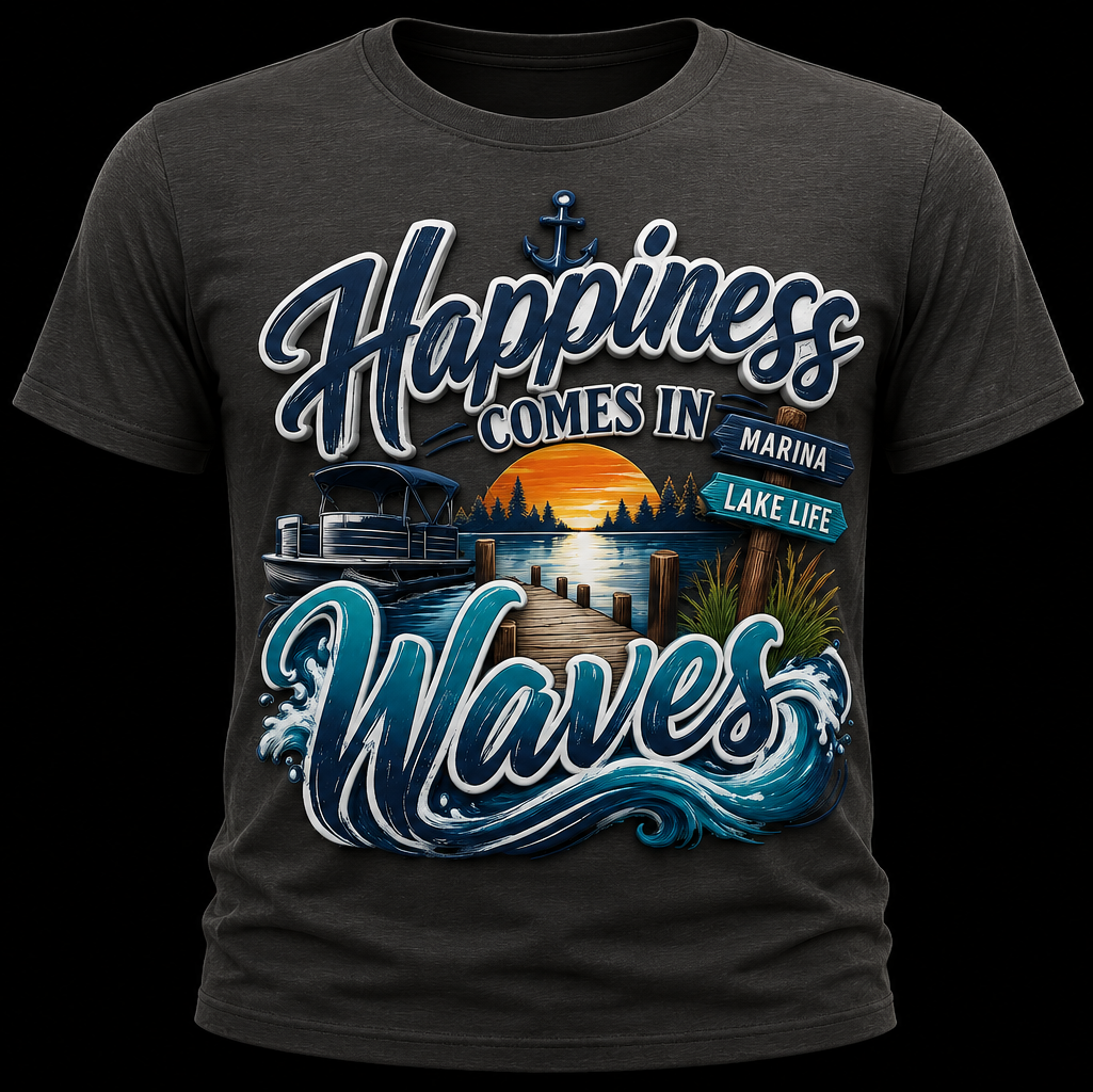 Happiness Comes in Waves Lake Life Sunset.png