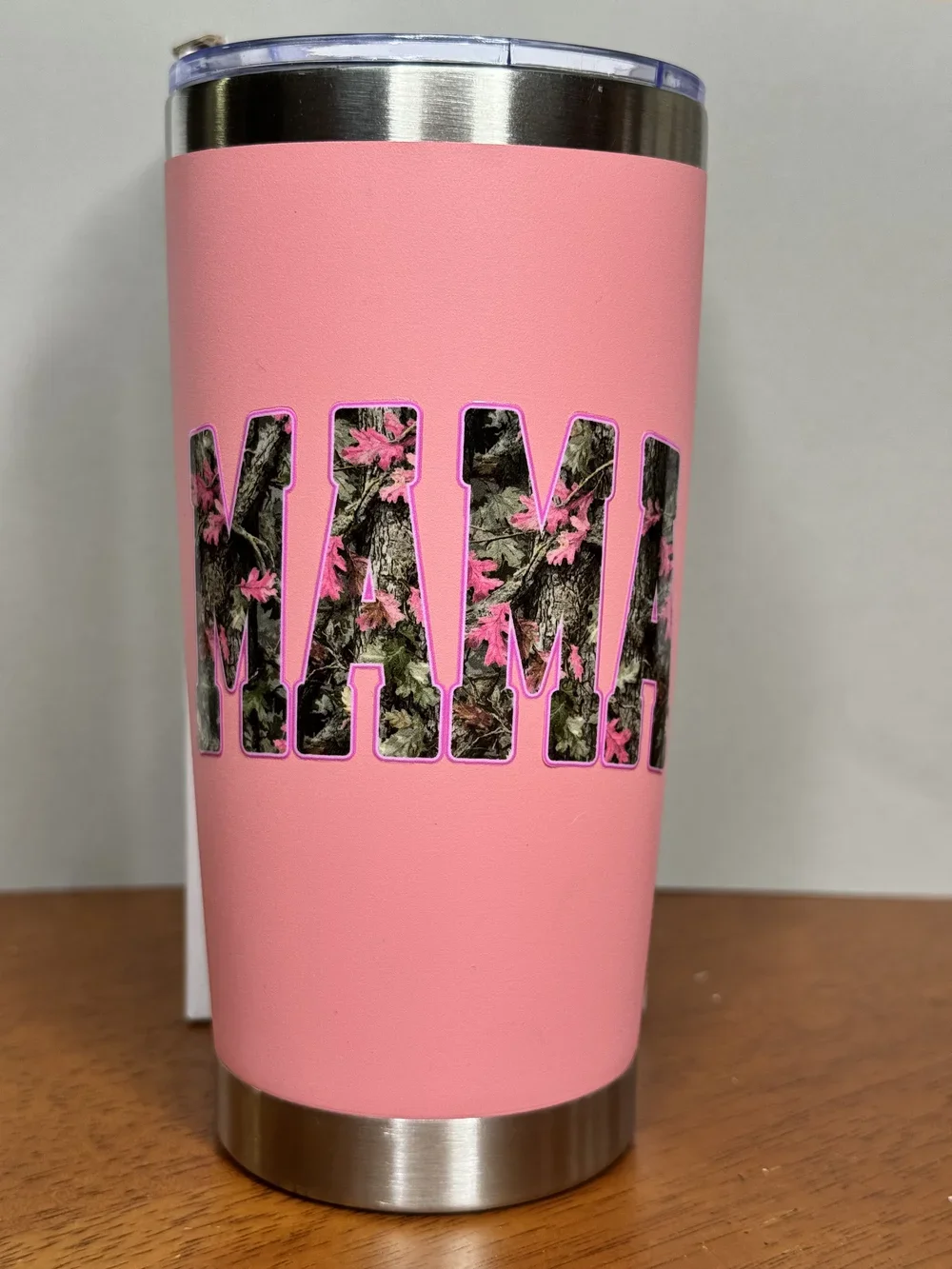 Pink Camo MAMA – 20oz Stainless Steel Tumbler