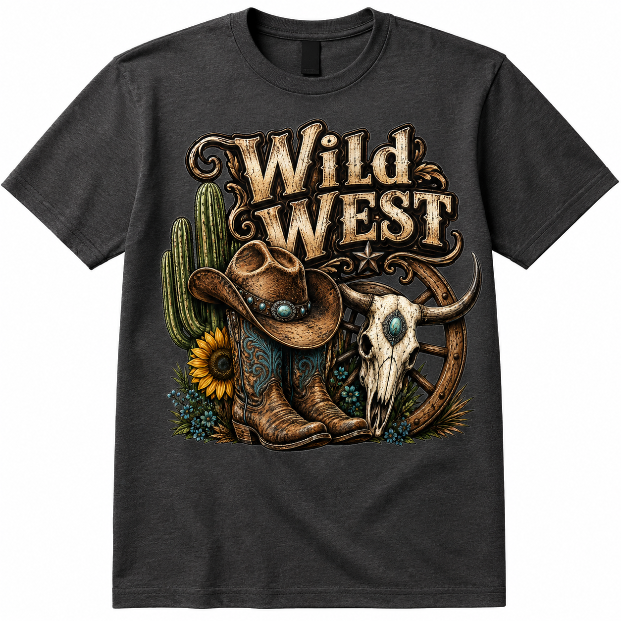 Wild West – Rustic Cowboy Boots & Western Graphic T-Shirt