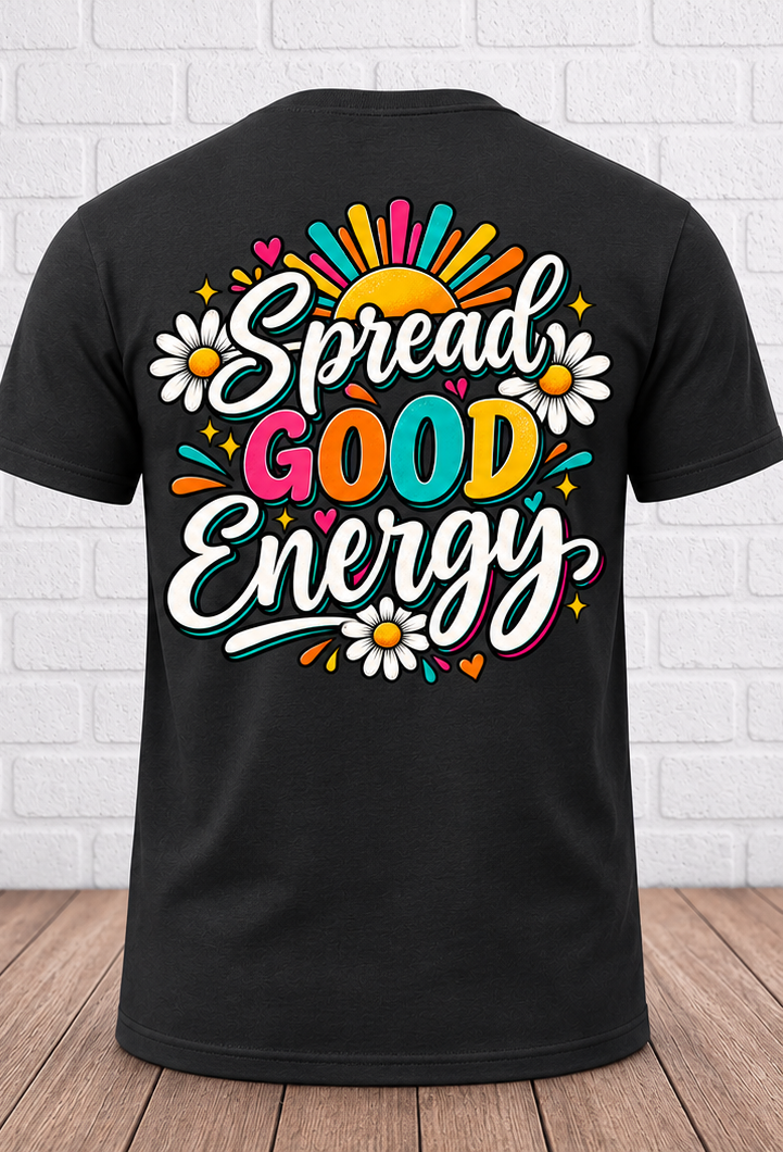 Spread Good Energy – Positive Vibes Graphic tee back.png