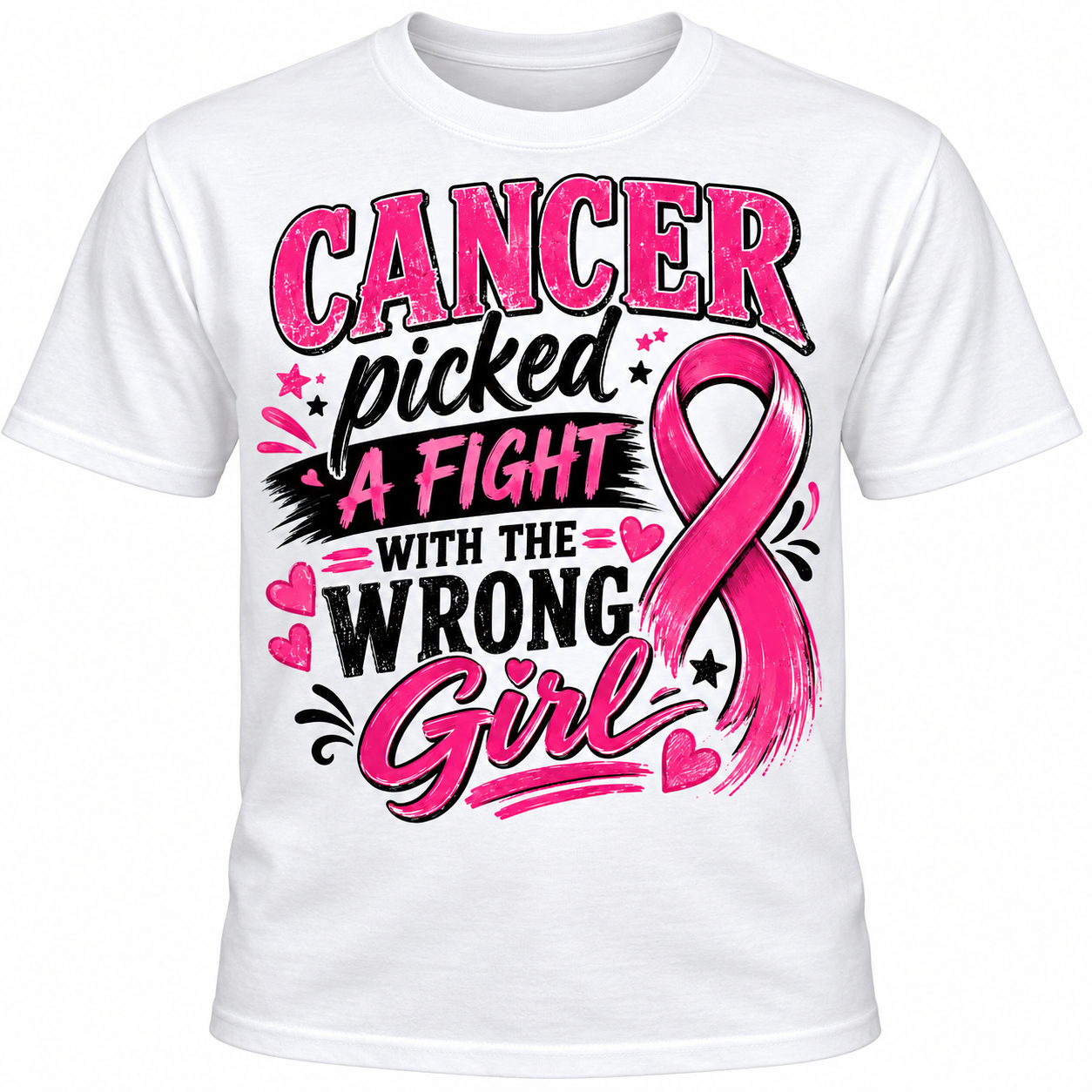 Cancer Picked a Fight With the Wrong Girl – Breast Cancer Awareness T-Shirt