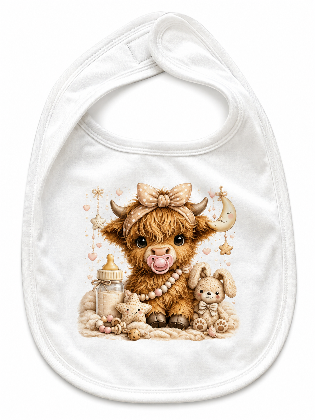 Sweet Baby Highland Cow Pink Baby Bib
