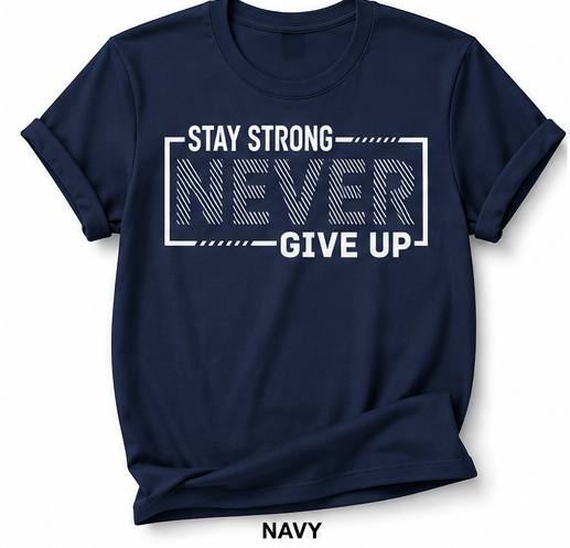 Stay Strong Never Give Up Motivational Adult T-Shirt | Inspirational Tee