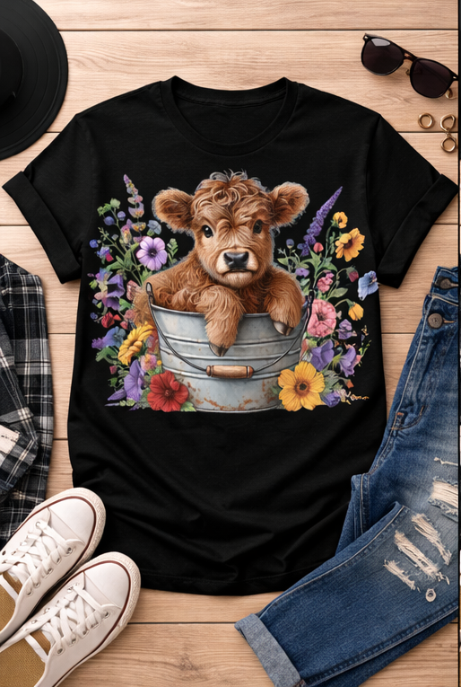 Flower Bucket Baby Cow
