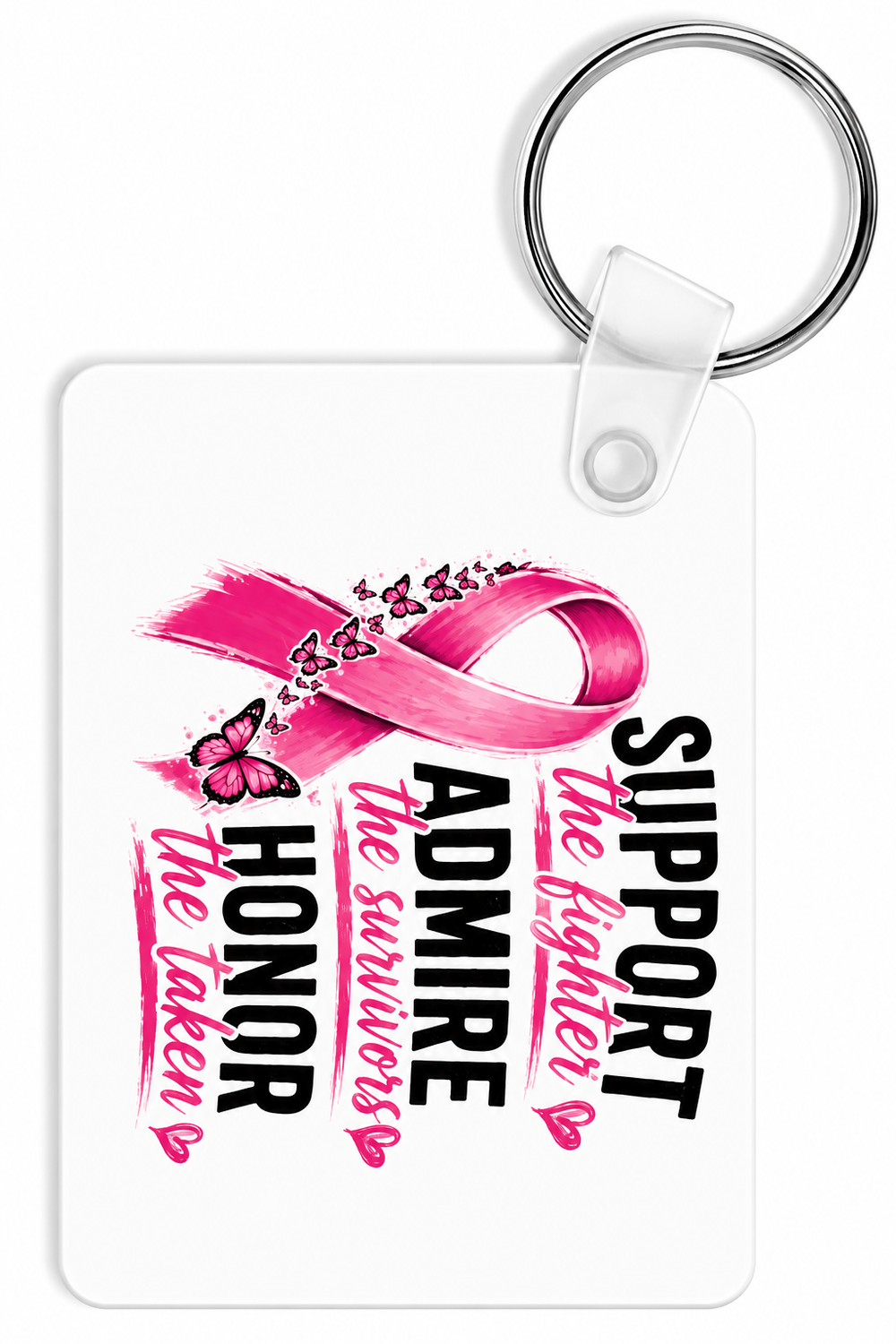 Support the Fighter Breast Cancer Awareness Aluminum Keychain