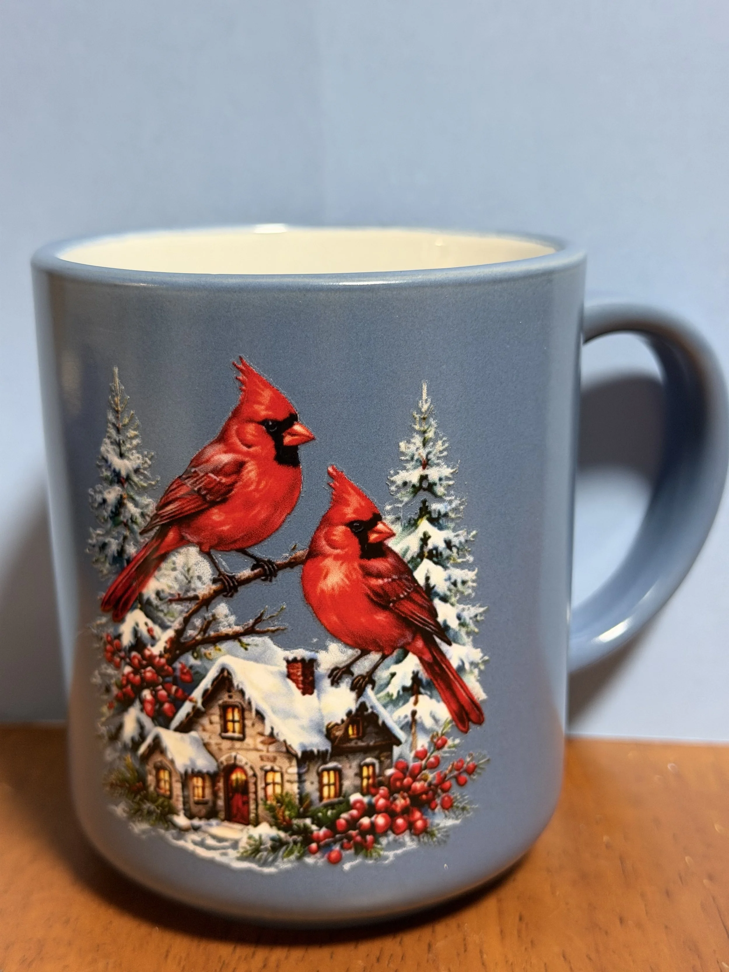 Christmas Cardinals Winter Cottage Ceramic Mug