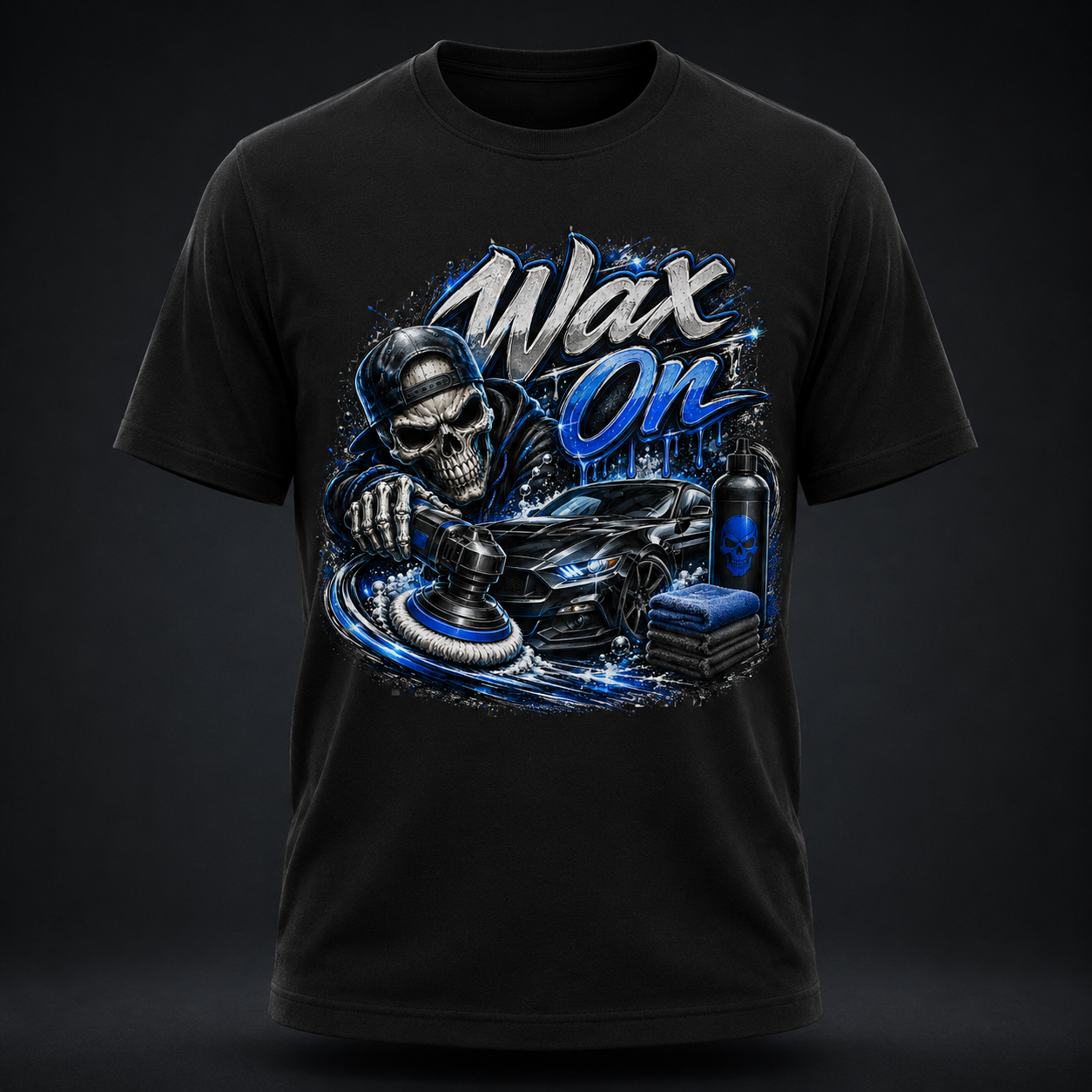 Wax On Skull Car Detailing Adult T-Shirt
