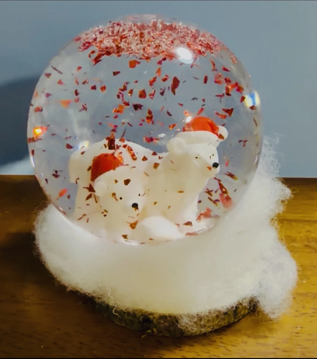 Christmas Polar Bear Family Snow Globe – Rustic Winter Wonderland Décor