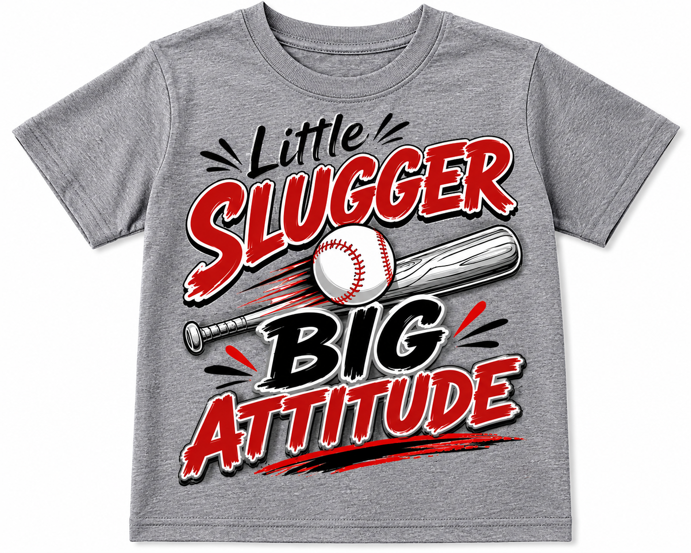 Little Slugger, Big Attitude Funny Youth Baseball T-Shirt