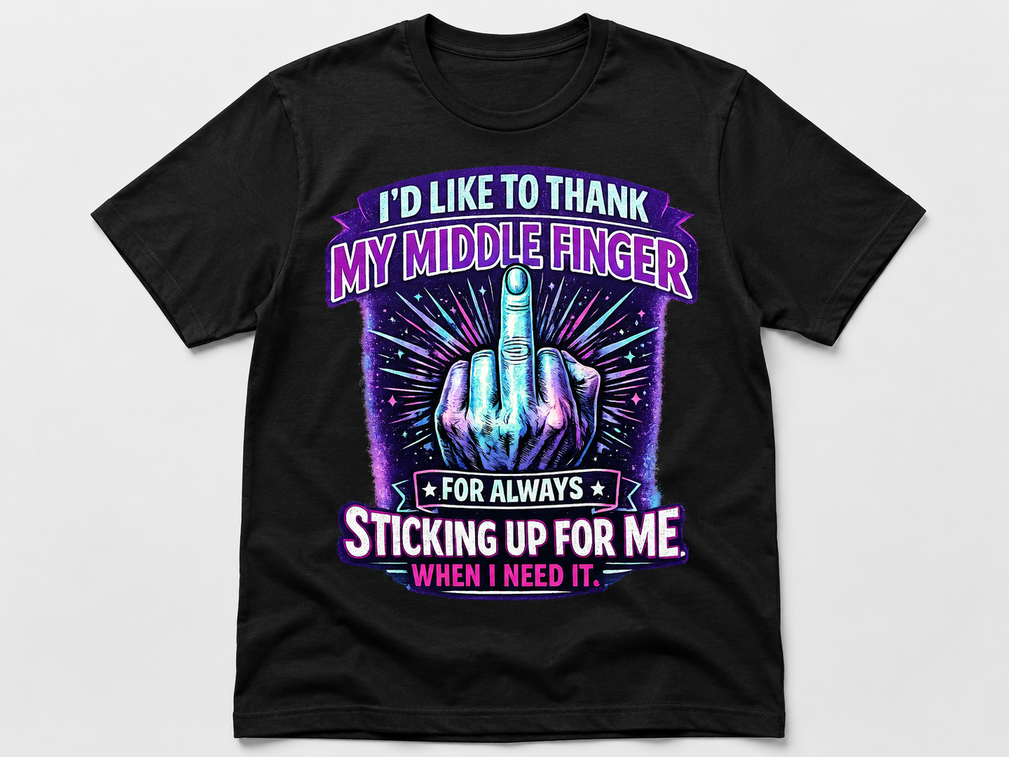I'd Like to Thank My Middle Finger Funny Graphic T-Shirt