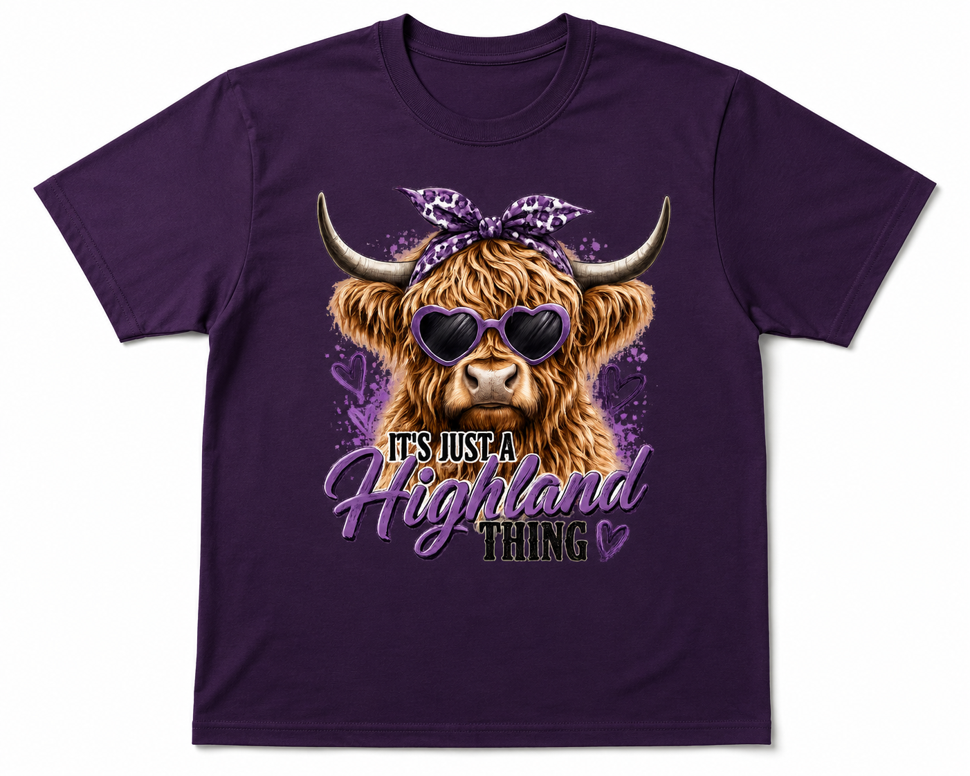 It’s Just a Highland Thing – Purple Highland Cow Adult T-Shirt