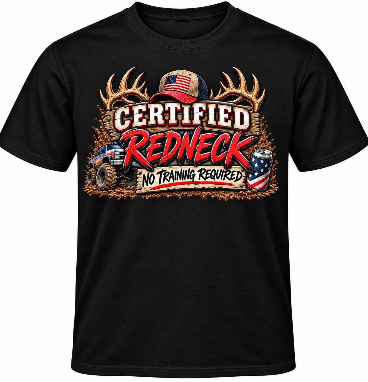Certified Redneck – No Training Required Adult T-Shirt