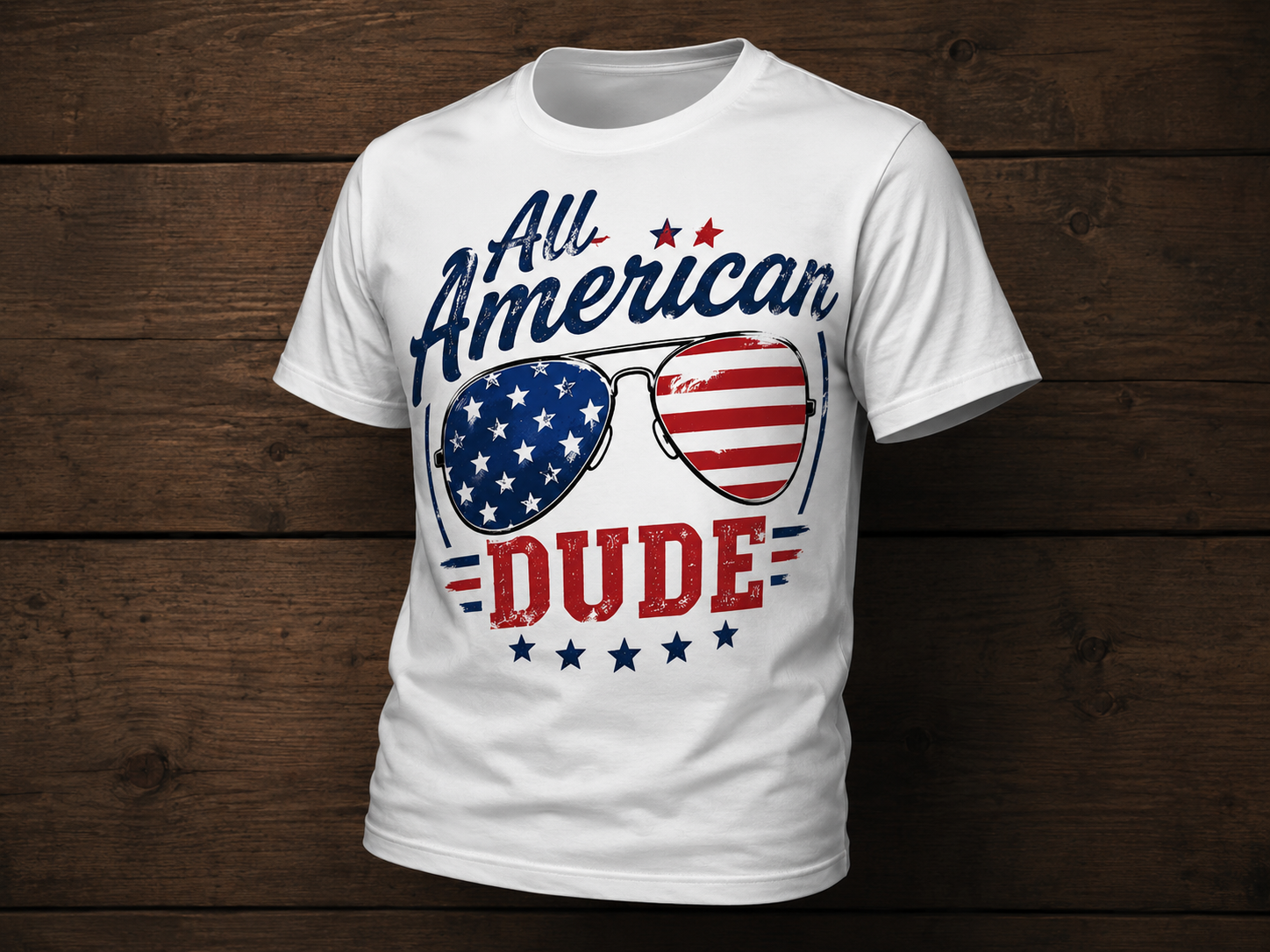All American Dude Patriotic Sunglasses USA T-Shirt