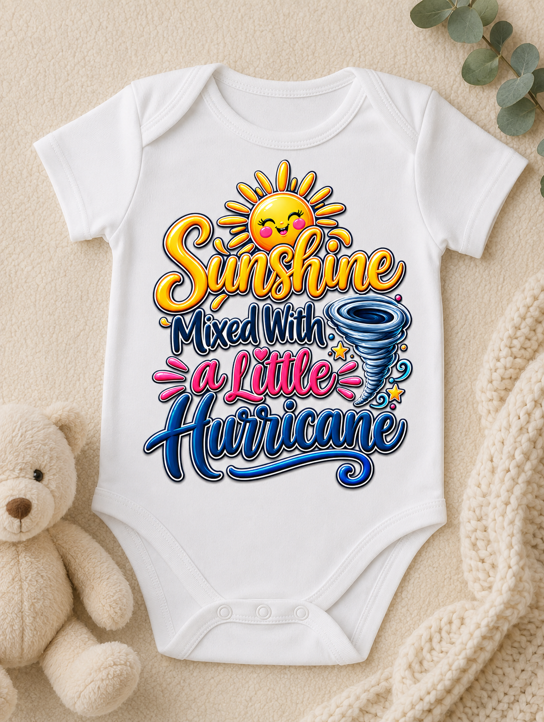Sunshine Mixed With a Little Hurricane Baby Onesie | Funny Baby