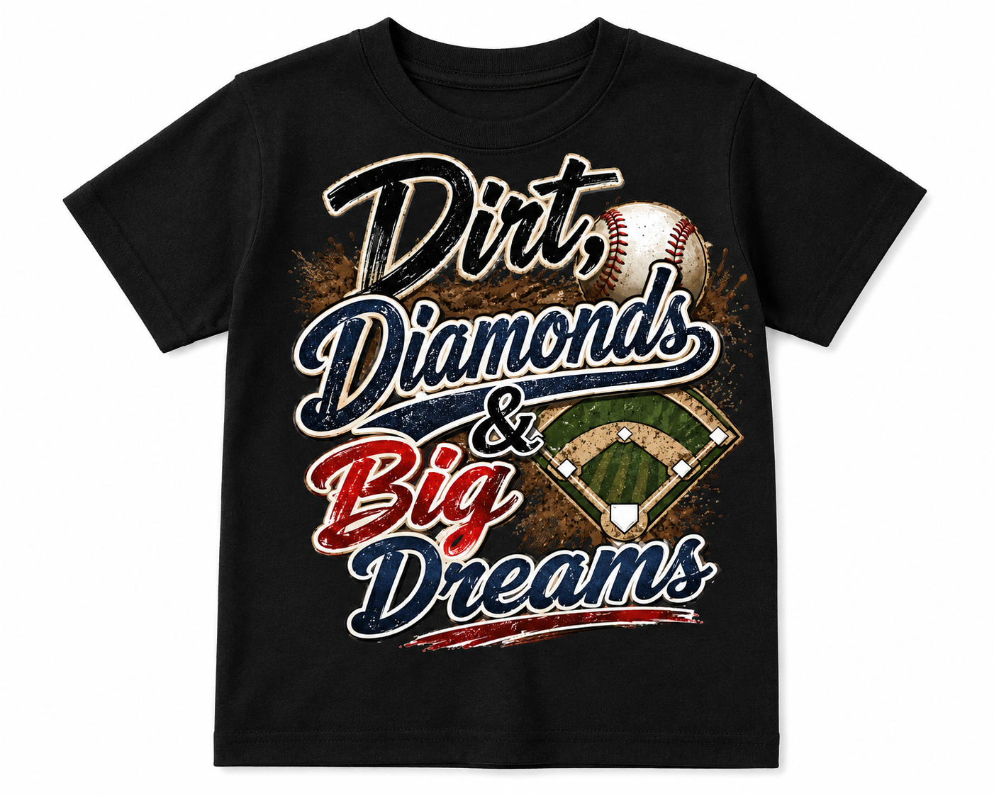 Dirt, Diamonds & Big Dreams Youth Baseball T-Shirt